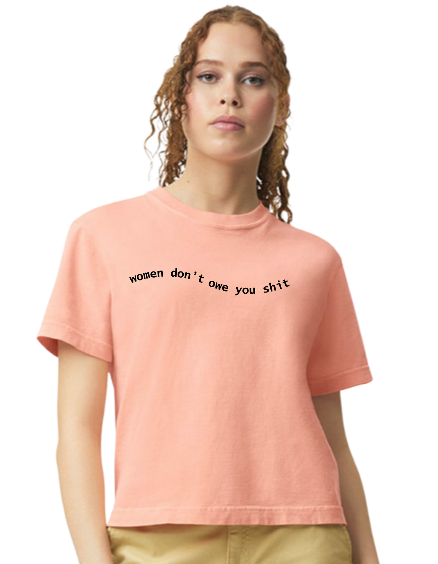WOMEN DON'T OWE YOU SHIT - Comfort Colors Boxy Tee - Summer Colors edition