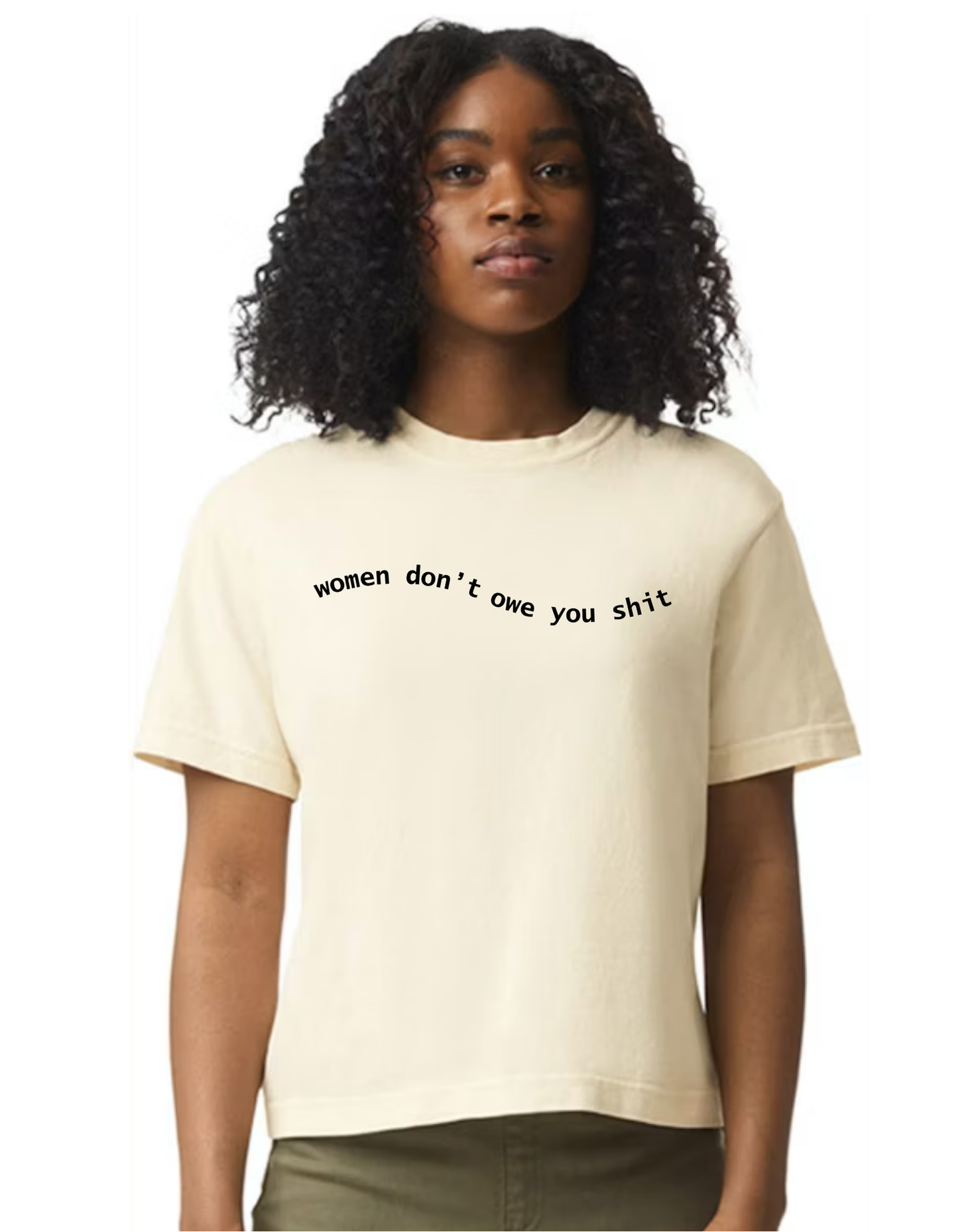 WOMEN DON'T OWE YOU SHIT - Comfort Colors Boxy Tee - Summer Colors edition