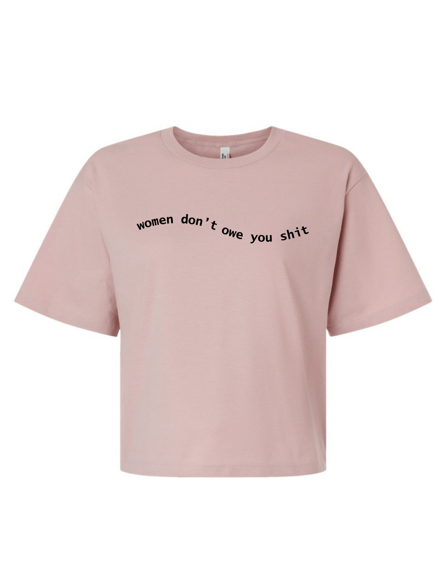 WOMEN DON'T OWE YOU SHIT Boxy Tee in Blush